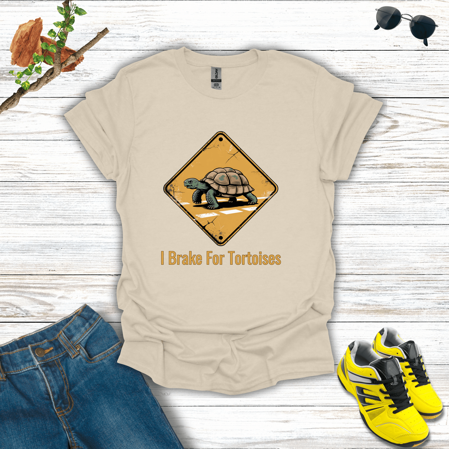 I Brake For Tortoises T-Shirt Natural / S unisex graphic t-shirt