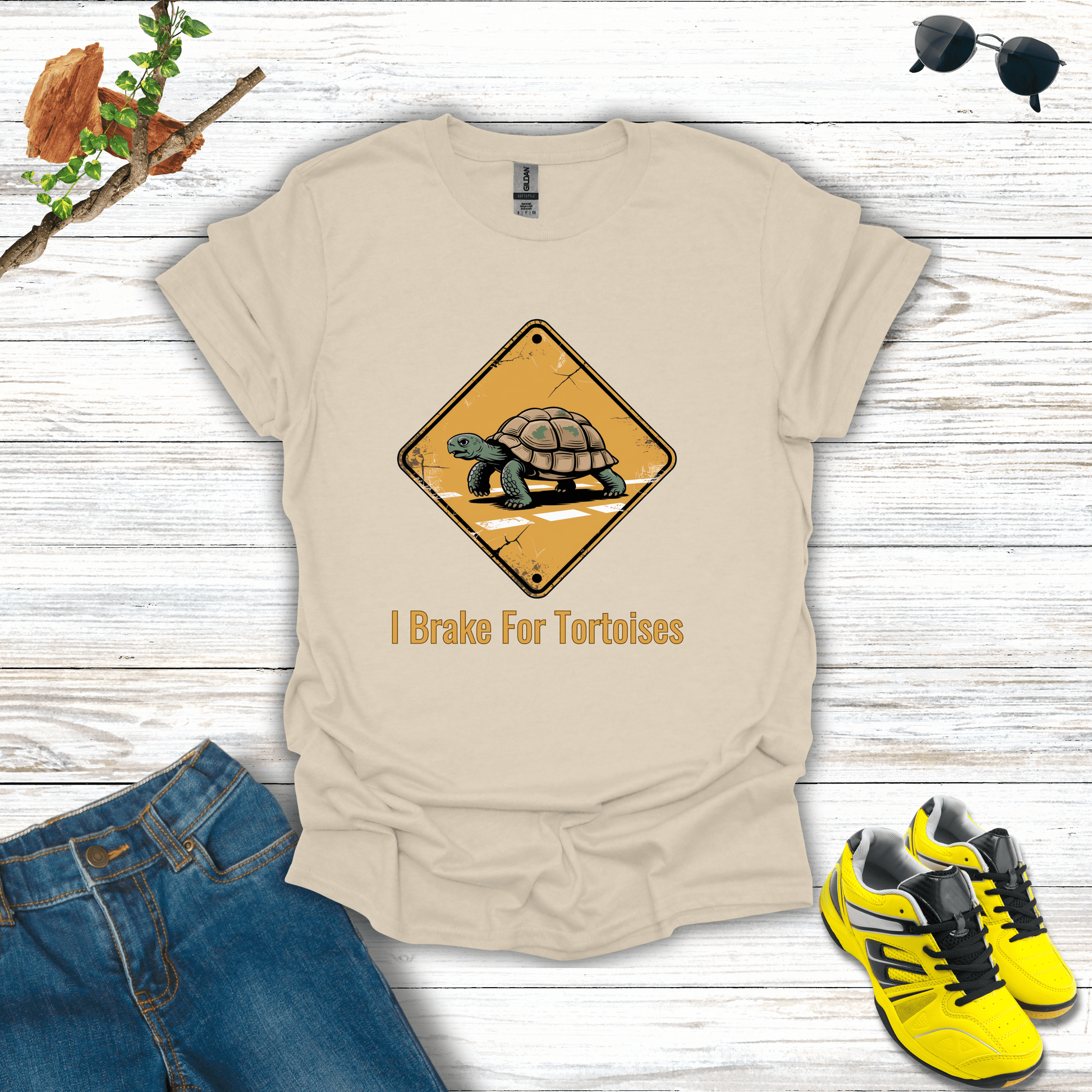 I Brake For Tortoises T-Shirt Natural / S unisex graphic t-shirt