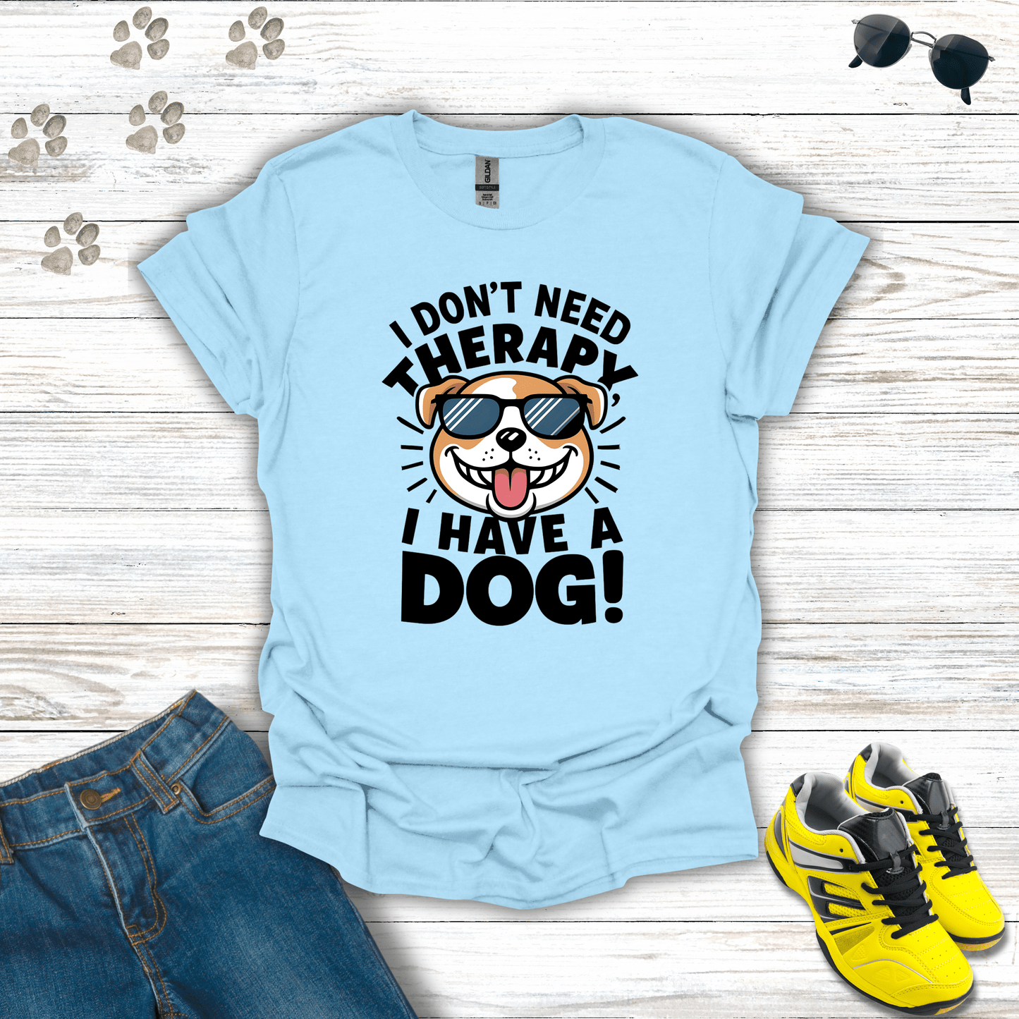 I Don't Need Therapy I Have A Dog T-Shirt Light Blue / S unisex graphic t-shirt