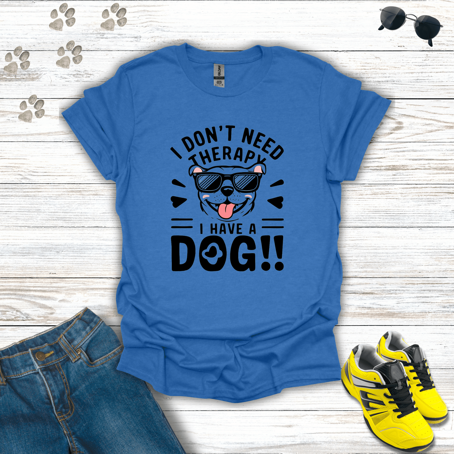 I Have Dog Therapy T-Shirt Heather Royal / S unisex graphic t-shirt
