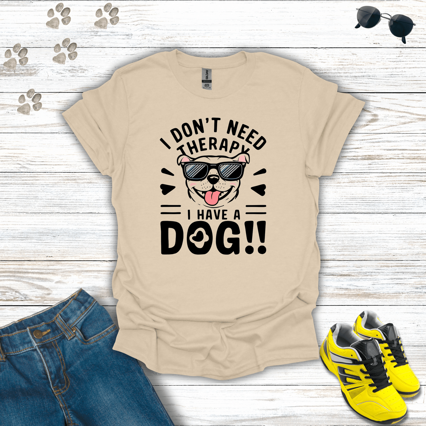 I Have Dog Therapy T-Shirt Sand / S unisex graphic t-shirt