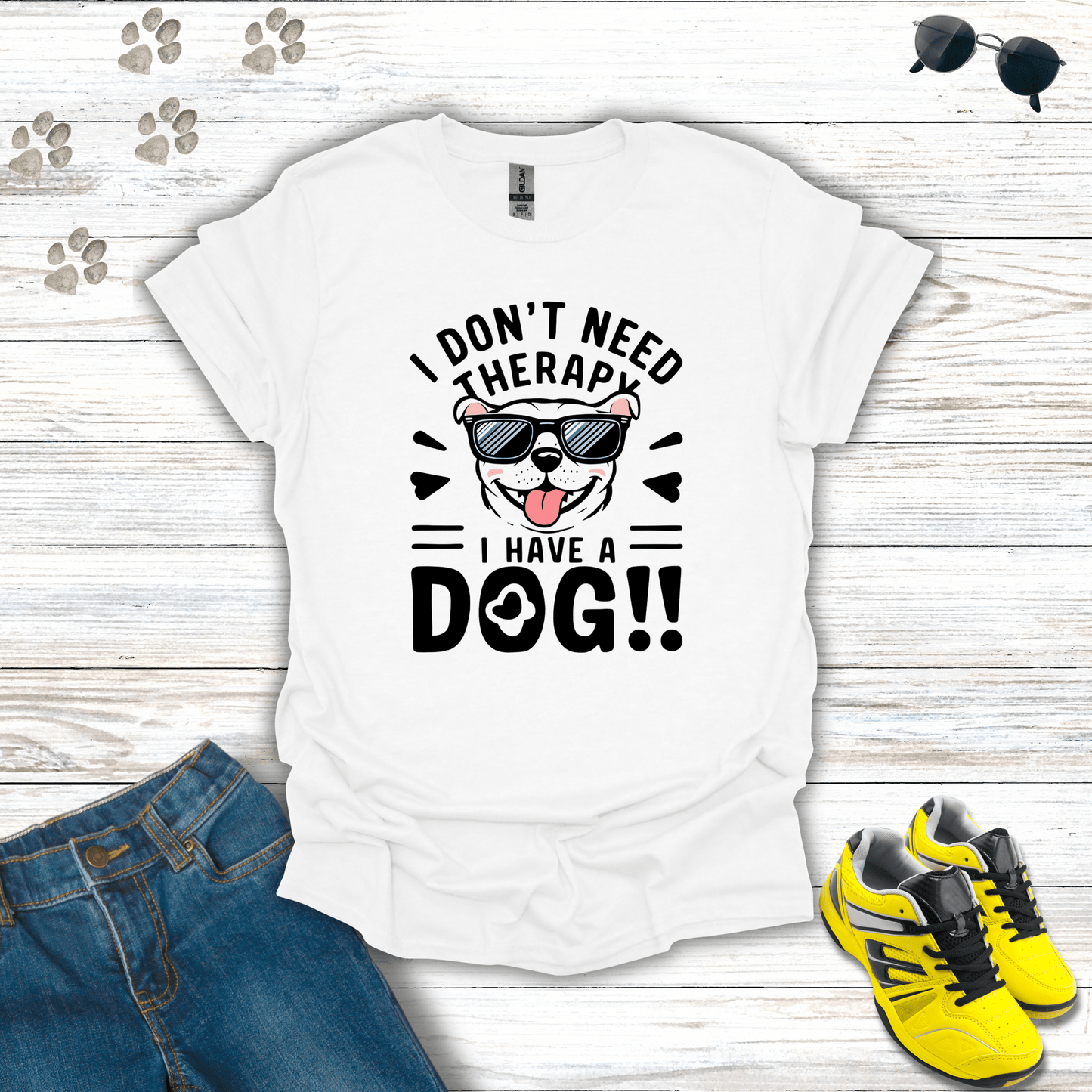 I Have Dog Therapy T-Shirt White / S unisex graphic t-shirt