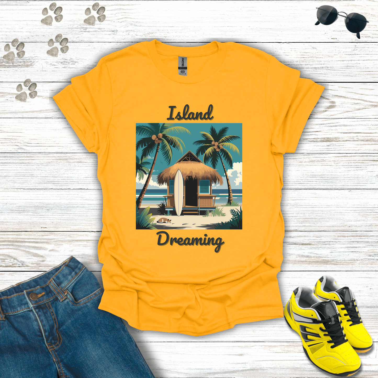 Island Dreaming T-Shirt Gold / S unisex graphic t-shirt