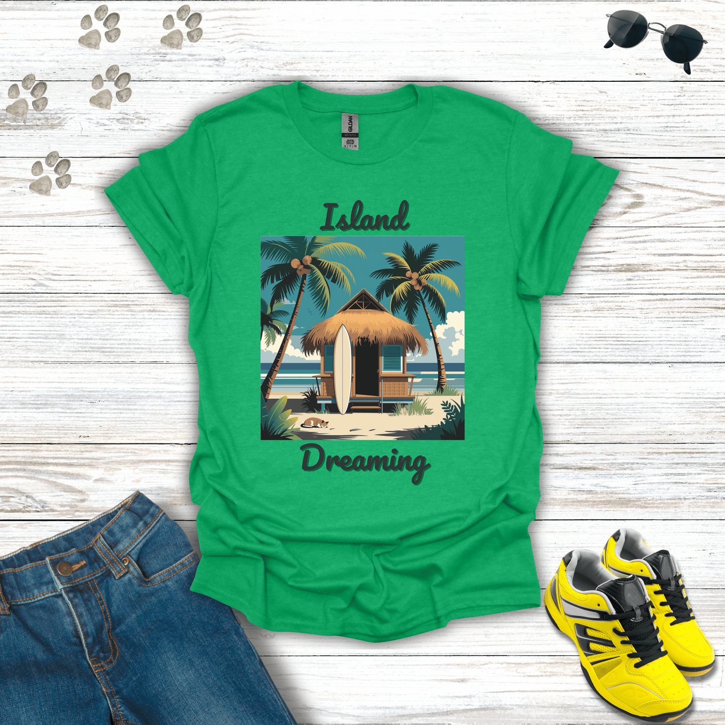Island Dreaming T-Shirt Heather Irish Green / S unisex graphic t-shirt