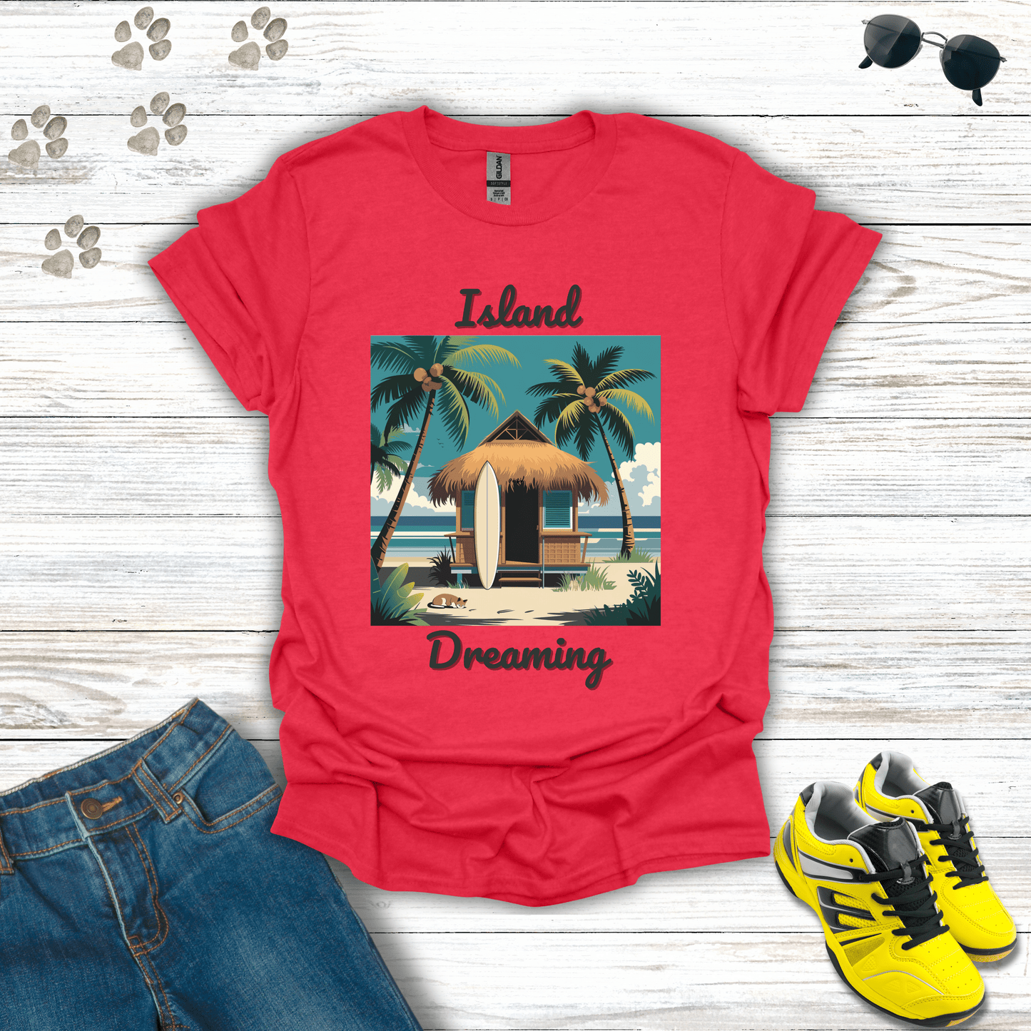 Island Dreaming T-Shirt Heather Red / S unisex graphic t-shirt