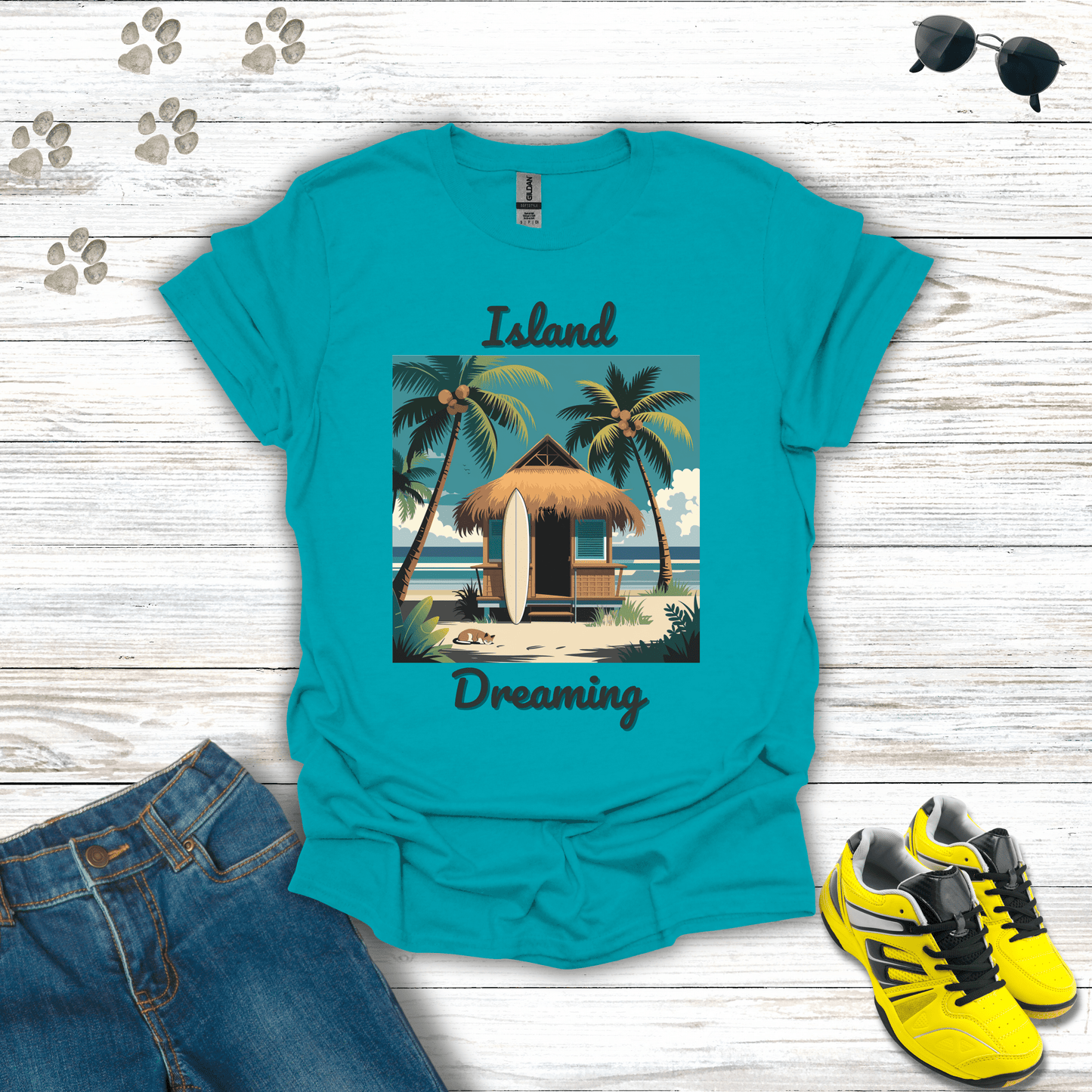 Island Dreaming T-Shirt Tropical Blue / S unisex graphic t-shirt