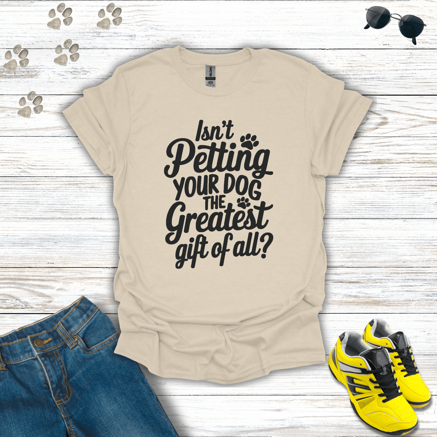 Isn't Petting Your Dog The Greatest Gift Of All T-Shirt Natural / S unisex graphic t-shirt