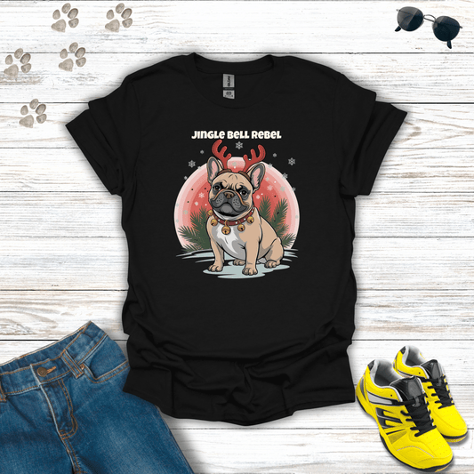 Jingle Bell Rebel Dog T-Shirt Black / S unisex graphic t-shirt