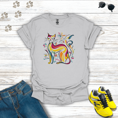 Kaleidoscopic Kitty Art Deco T-Shirt unisex graphic t-shirt