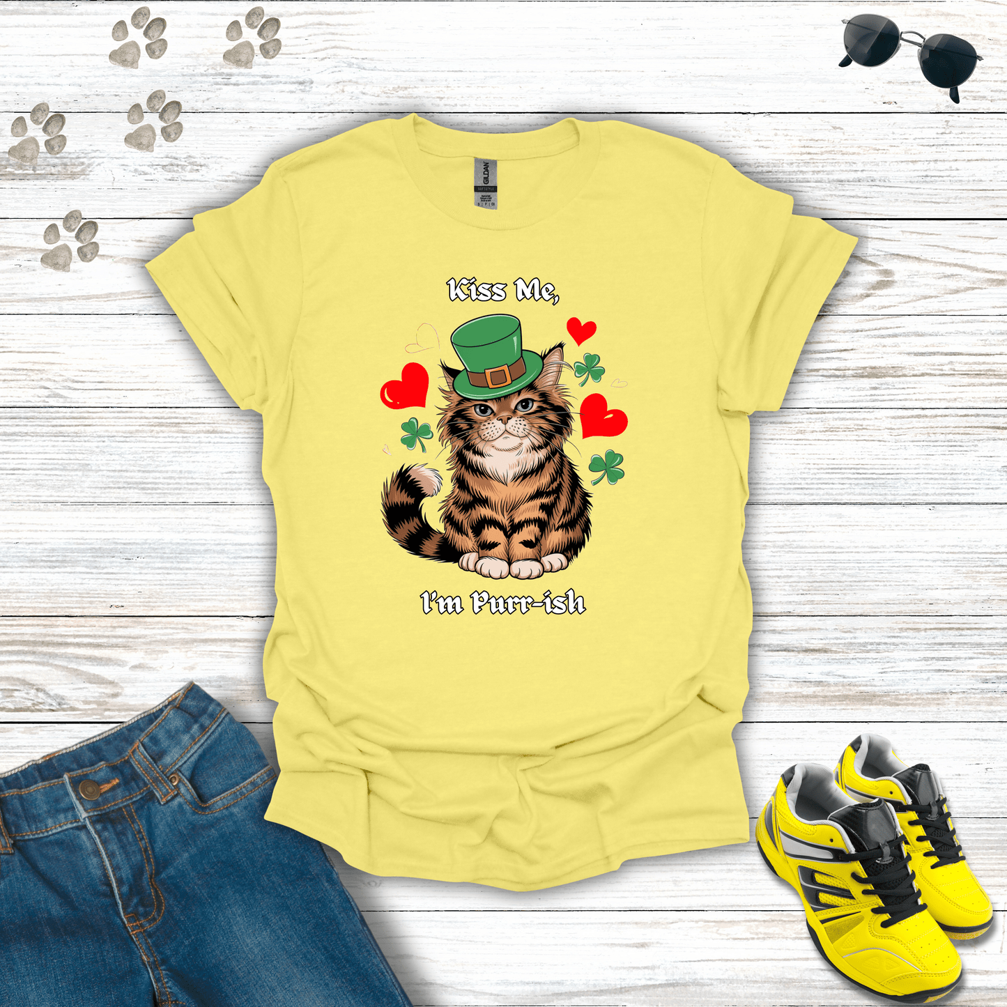 Kiss Me, I'm Purr-ish T-Shirt Cornsilk / S unisex graphic t-shirt