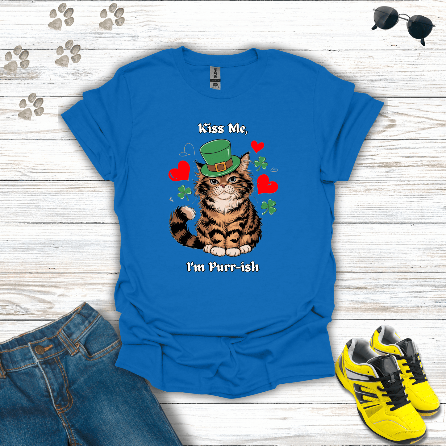 Kiss Me, I'm Purr-ish T-Shirt Royal / S unisex graphic t-shirt