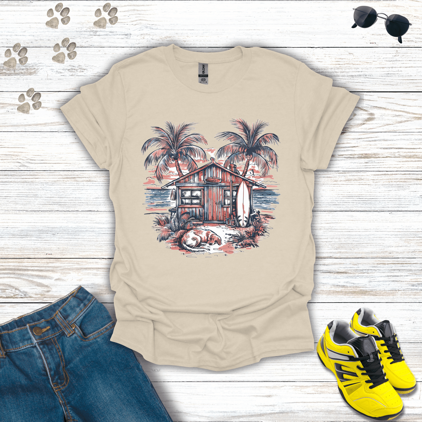 Laid-Back Shores T-Shirt Natural / S unisex graphic t-shirt