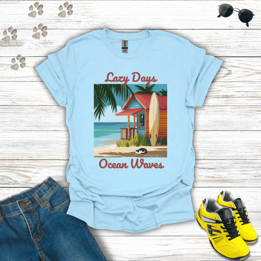 Lazy Days, Ocean Waves T-Shirt Light Blue / S unisex graphic t-shirt