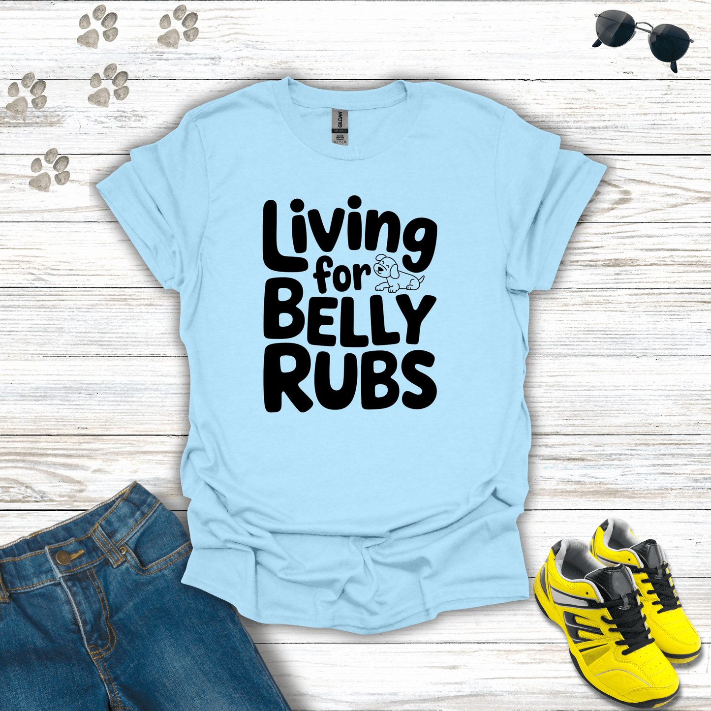 Living For Belly Rubs T-Shirt Light Blue / S unisex graphic t-shirt