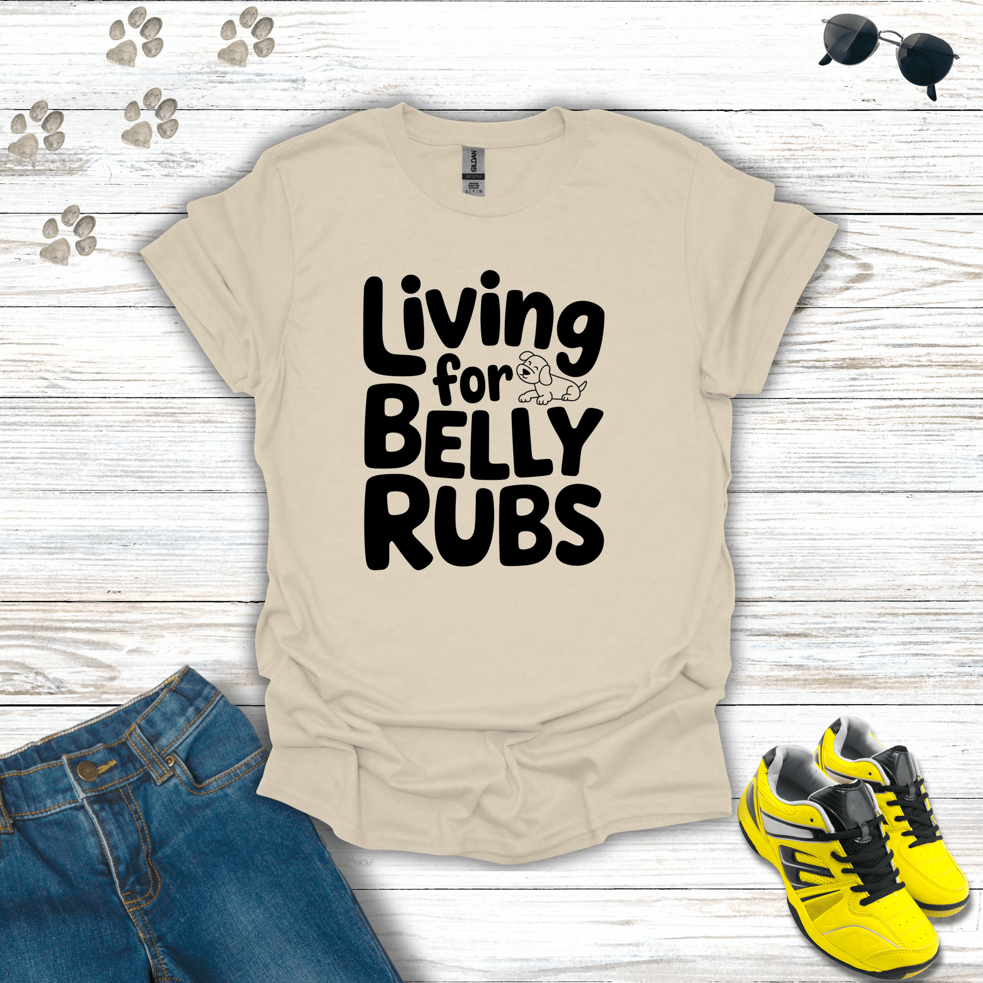 Living For Belly Rubs T-Shirt Natural / S unisex graphic t-shirt