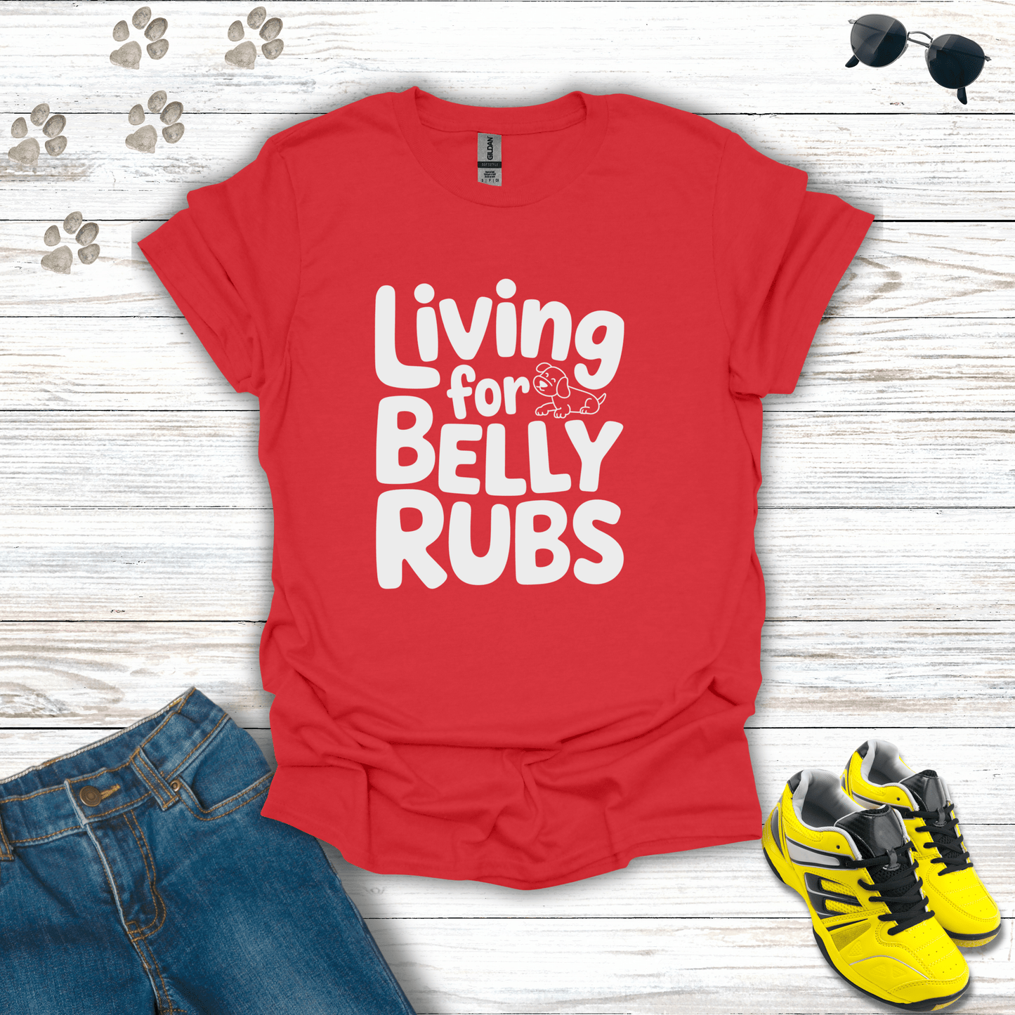 Living For Belly Rubs T-Shirt Red / S unisex graphic t-shirt