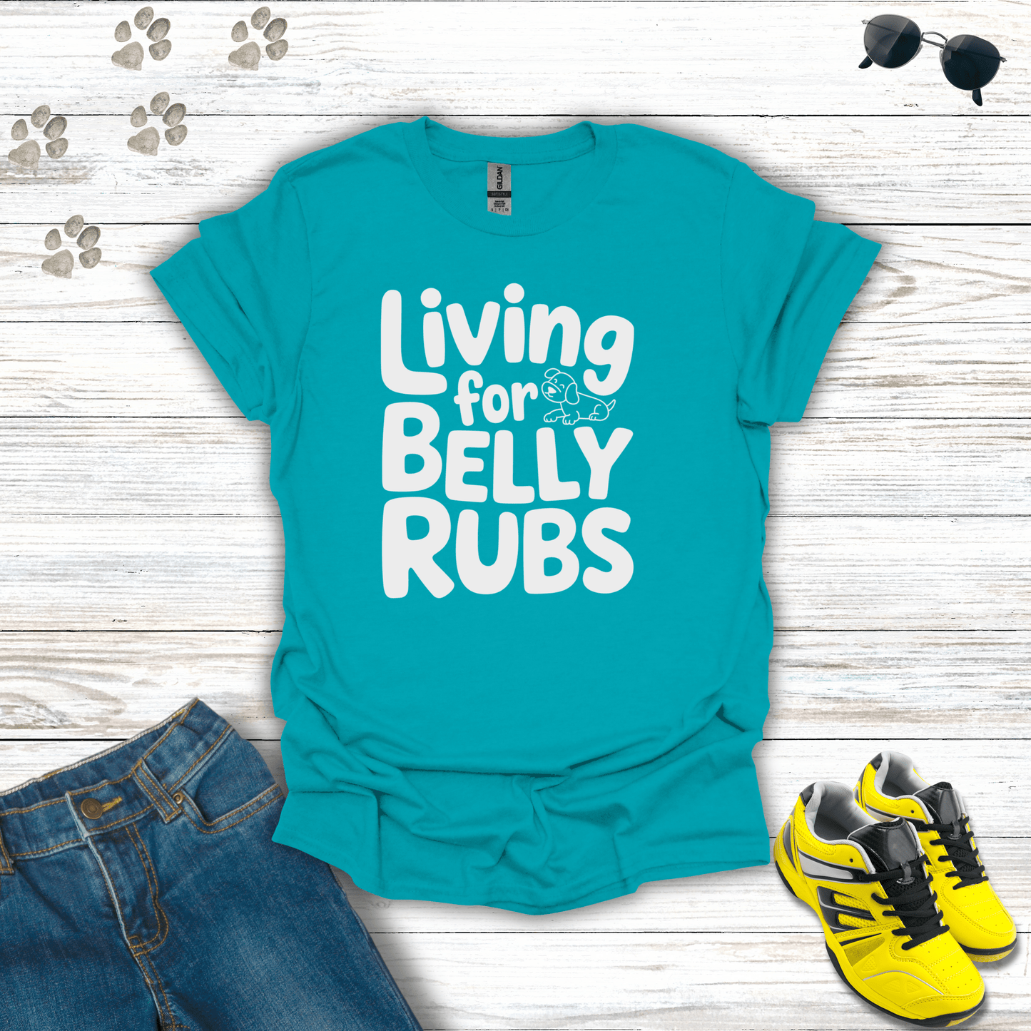 Living For Belly Rubs T-Shirt Tropical Blue / S unisex graphic t-shirt