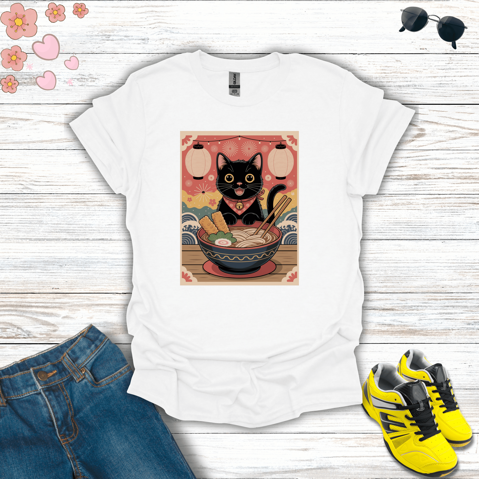 Lucky Neko Udon Feast T-Shirt White / S unisex graphic t-shirt