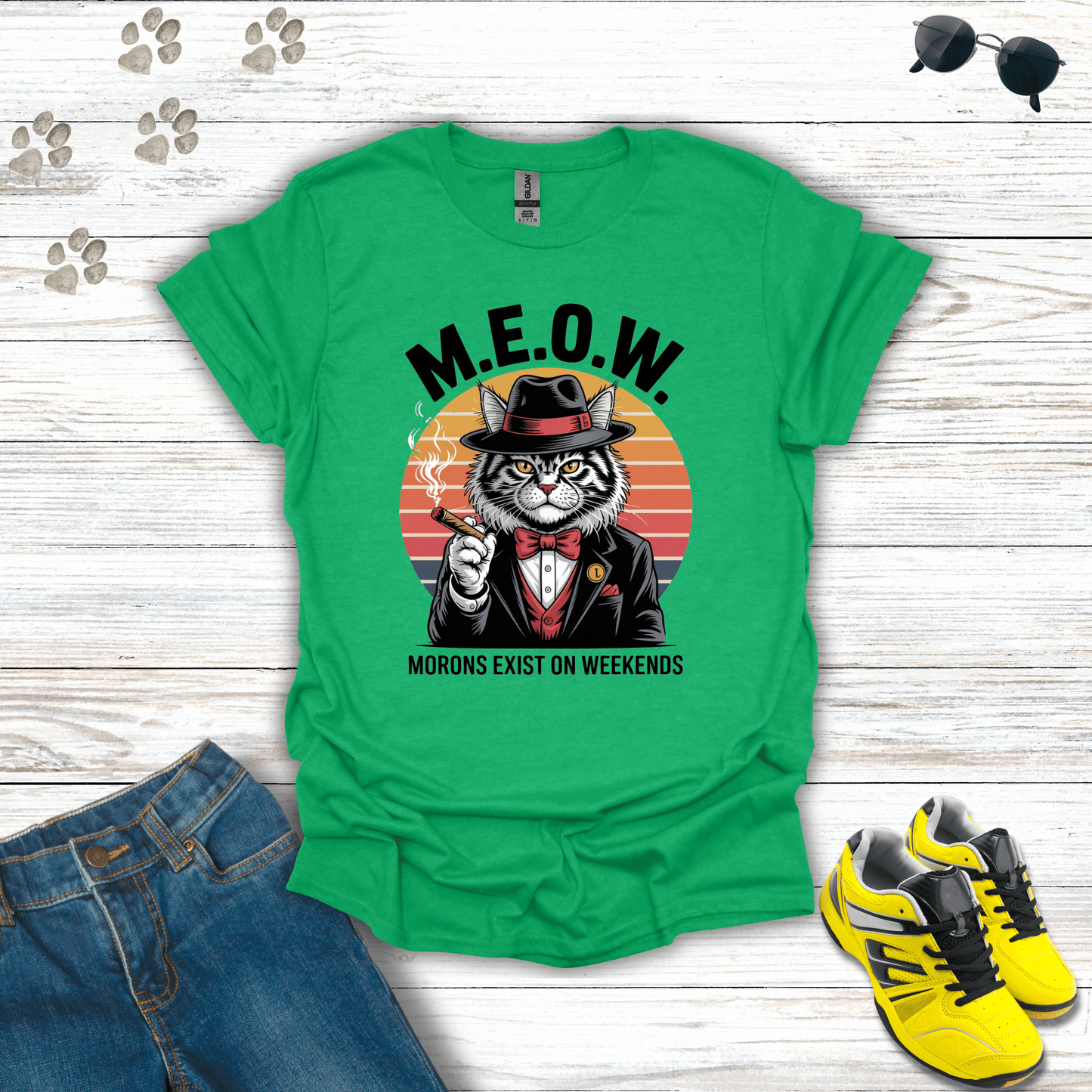 M.E.O.W. Mafia Cat T-Shirt Heather Irish Green / S unisex graphic t-shirt