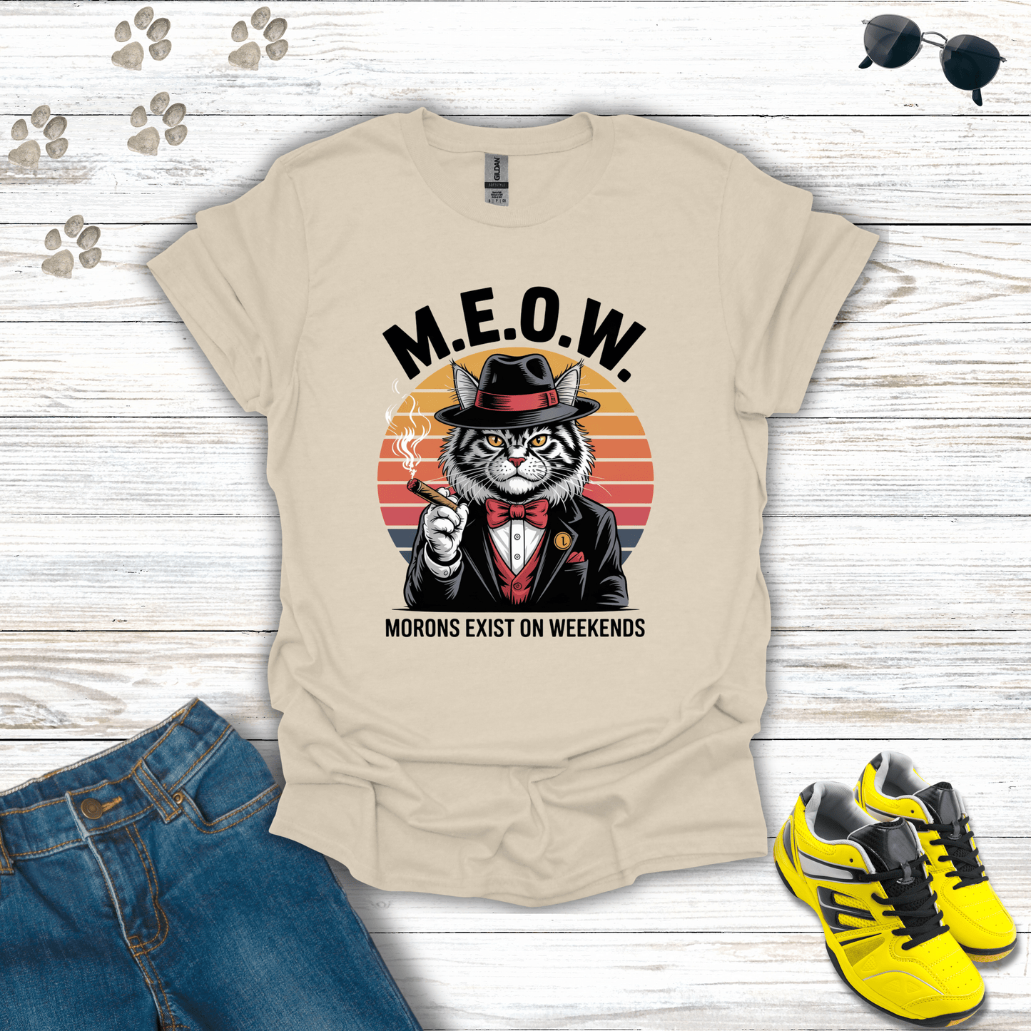 M.E.O.W. Mafia Cat T-Shirt Natural / S unisex graphic t-shirt