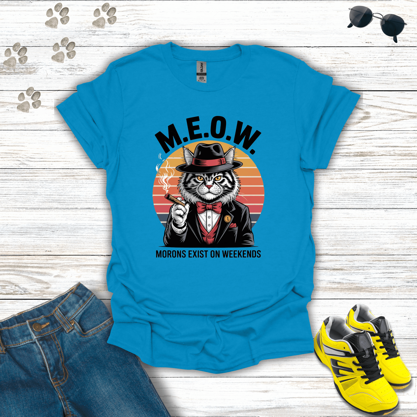 M.E.O.W. Mafia Cat T-Shirt Sapphire / S unisex graphic t-shirt