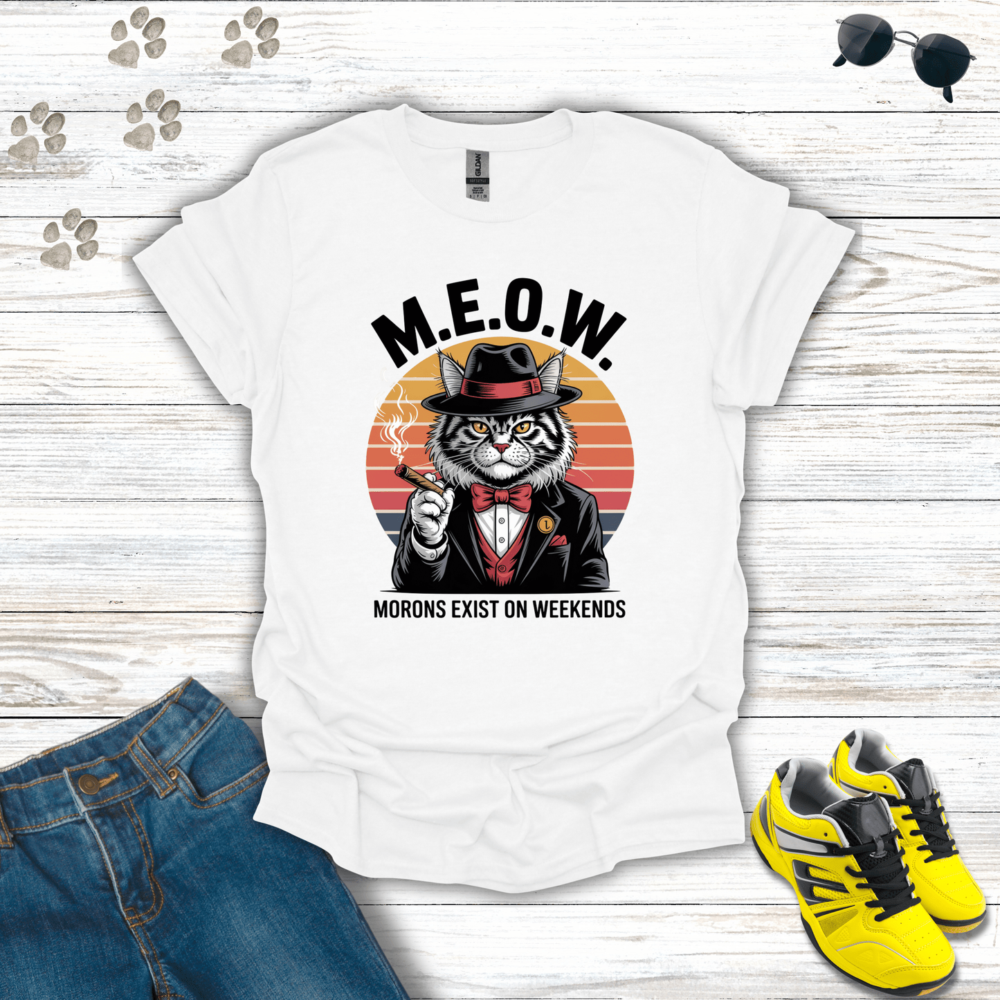 M.E.O.W. Mafia Cat T-Shirt White / S unisex graphic t-shirt