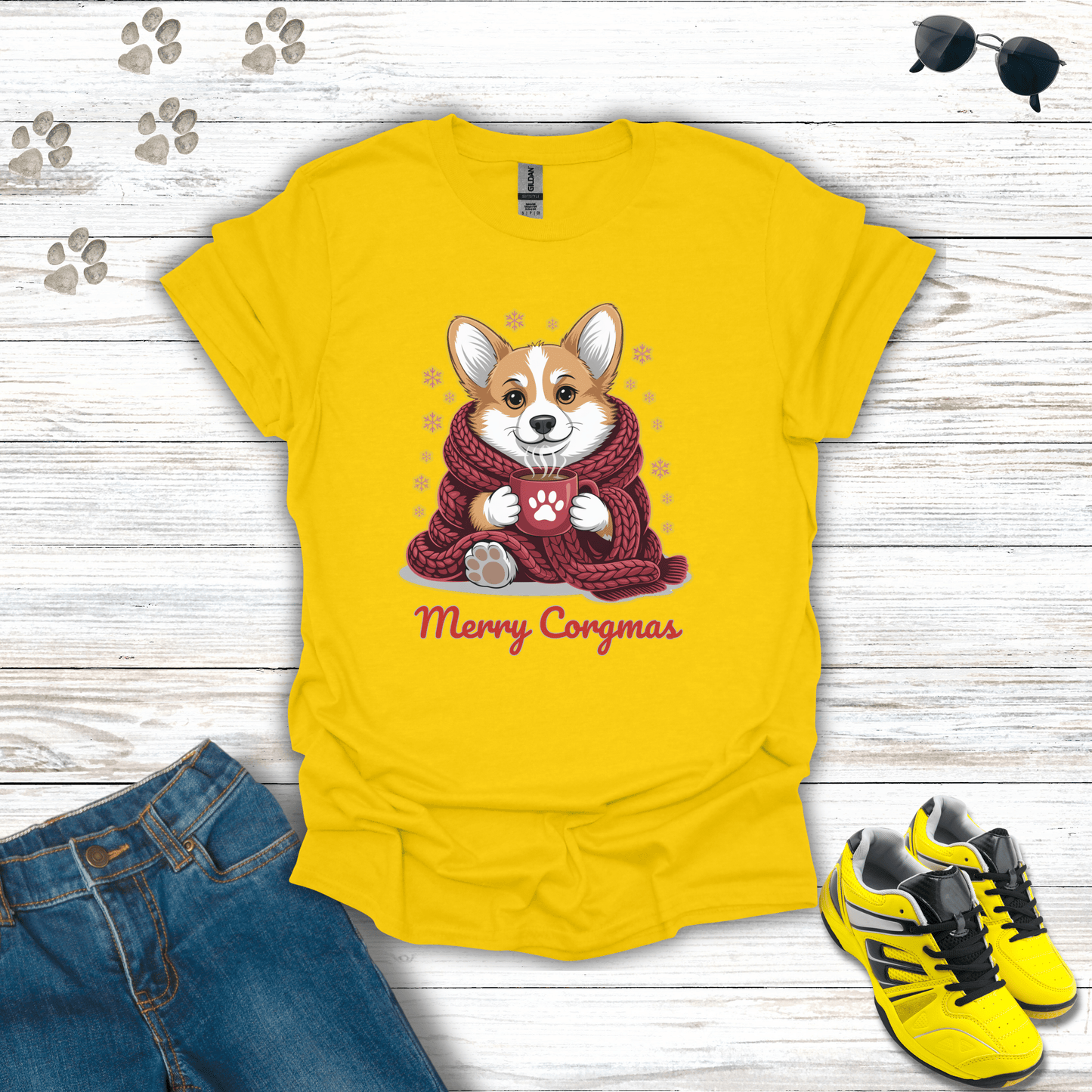 Merry Corgmas Dog T-Shirt Daisy / S unisex graphic t-shirt