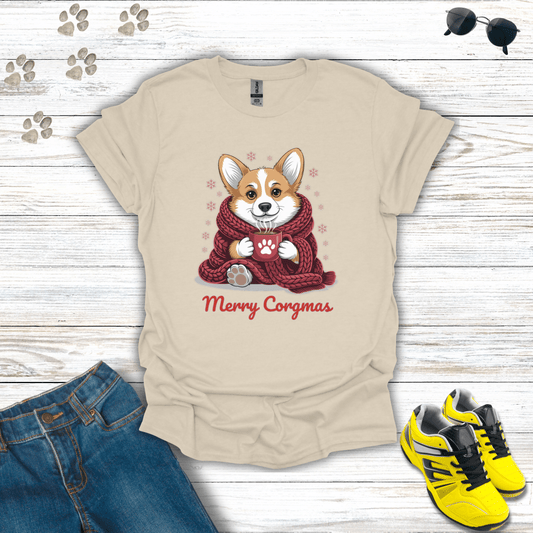 Merry Corgmas Dog T-Shirt Natural / S unisex graphic t-shirt