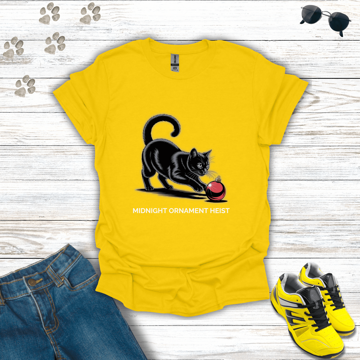 Midnight Ornament Heist Cat T-Shirt Daisy / S unisex graphic t-shirt