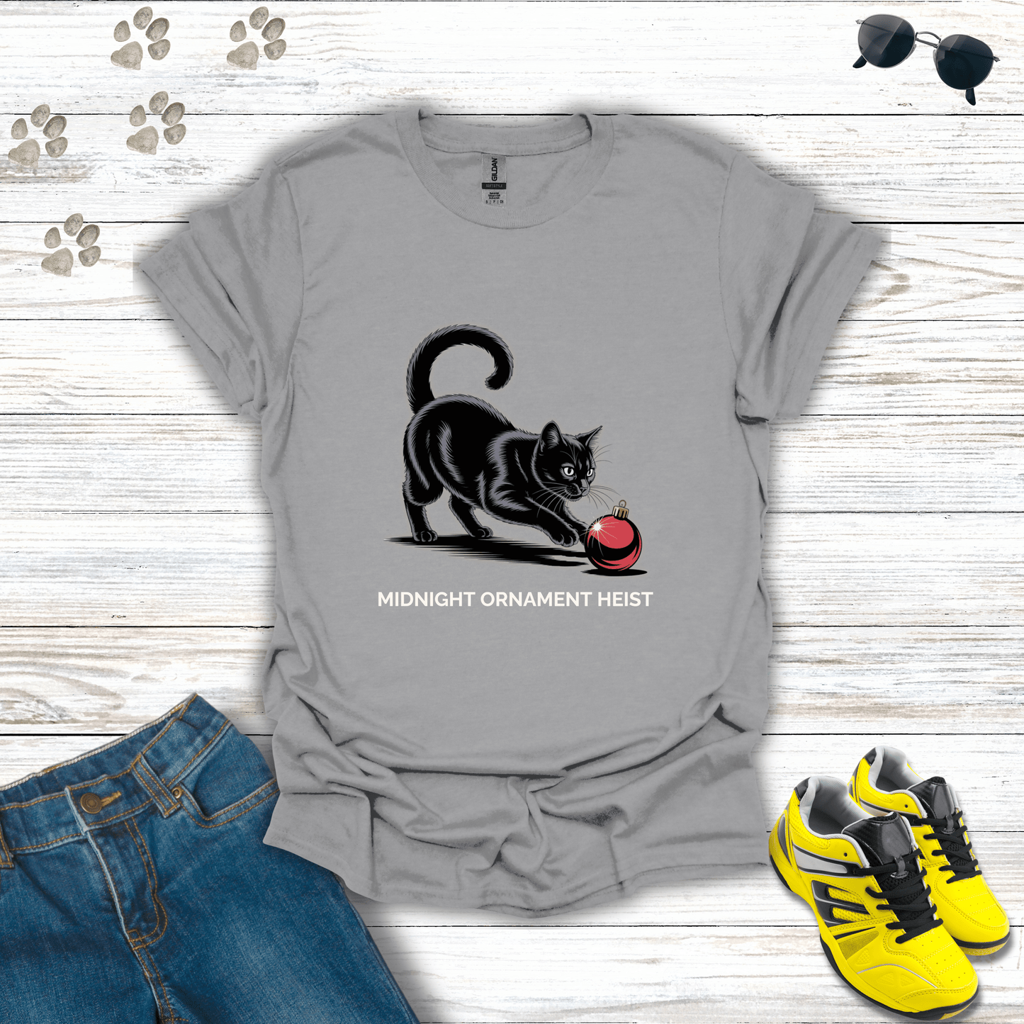 Midnight Ornament Heist Cat T-Shirt Sport Grey / S unisex graphic t-shirt