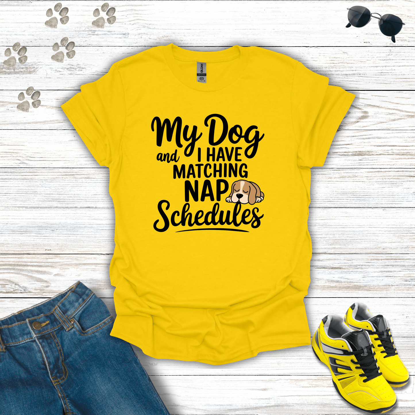 My Dog and I Have Matching Nap Schedules T-Shirt Daisy / S unisex graphic t-shirt