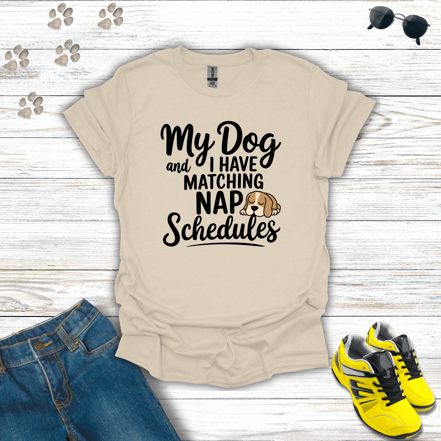 My Dog and I Have Matching Nap Schedules T-Shirt Natural / S unisex graphic t-shirt