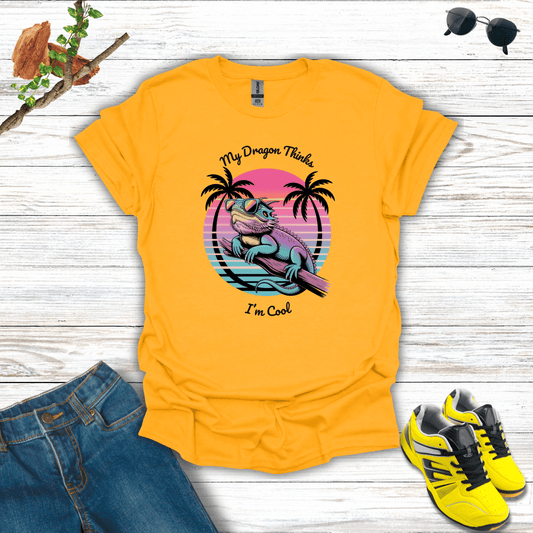 My Dragon Thinks I’m Cool T-Shirt Gold / S unisex graphic t-shirt