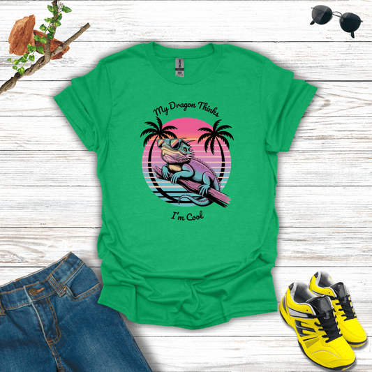 My Dragon Thinks I’m Cool T-Shirt Heather Irish Green / S unisex graphic t-shirt