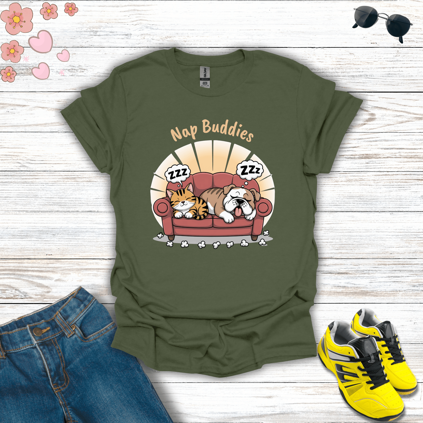 Nap Buddies T-Shirt Military Green / S unisex graphic t-shirt