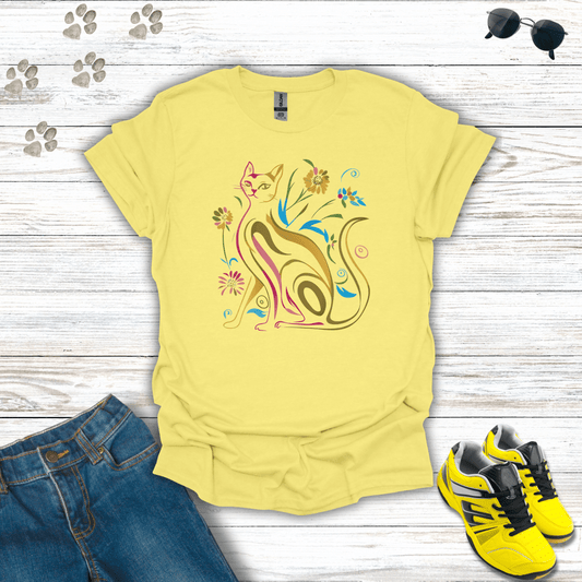 Nature's Palette: The Serene Feline T-Shirt Cornsilk / S unisex graphic t-shirt