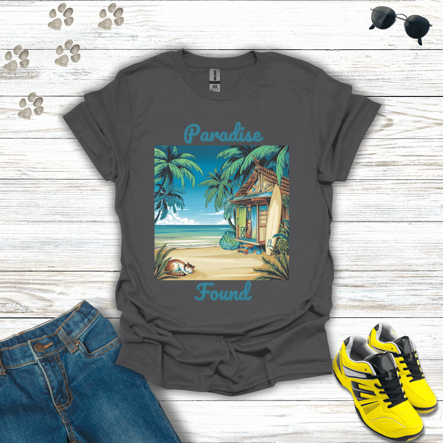 Paradise Found T-Shirt Charcoal / S unisex graphic t-shirt