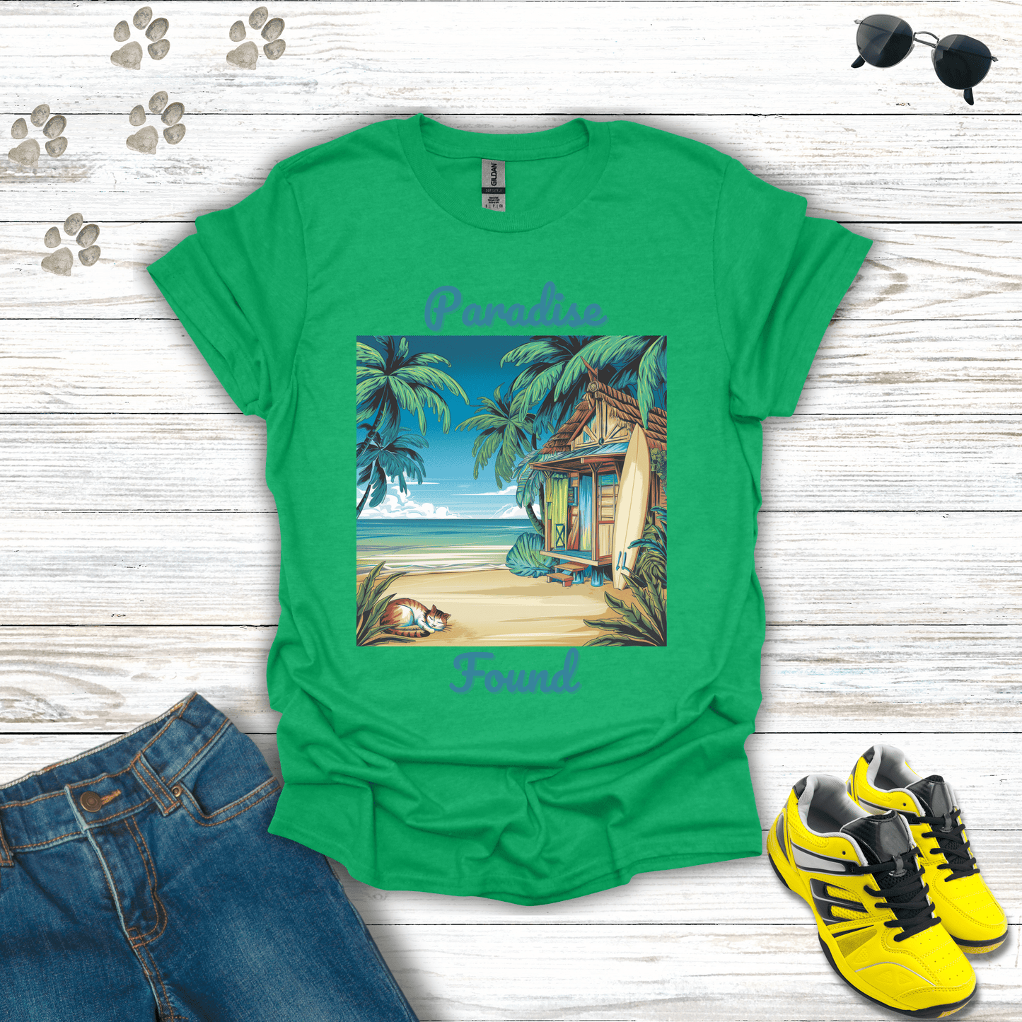 Paradise Found T-Shirt Heather Irish Green / S unisex graphic t-shirt