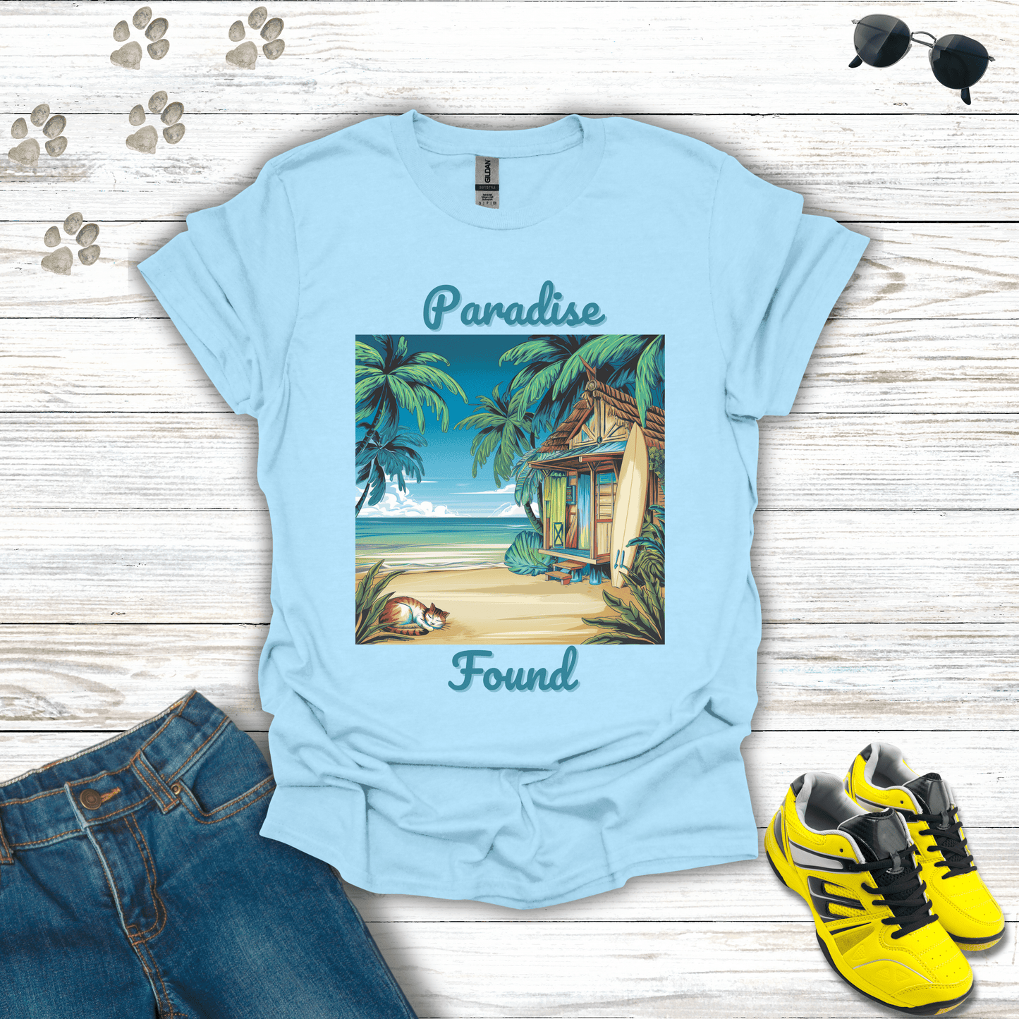 Paradise Found T-Shirt Light Blue / S unisex graphic t-shirt