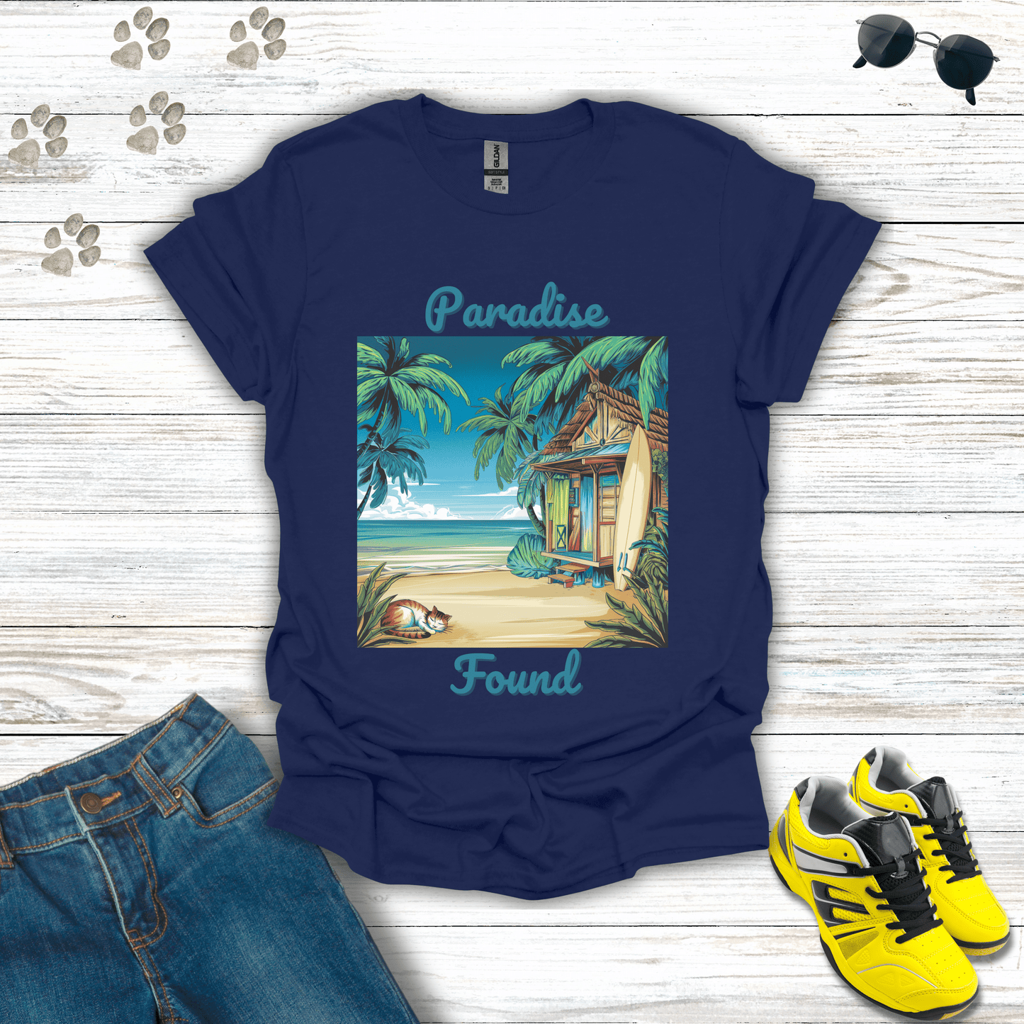 Paradise Found T-Shirt Navy / S unisex graphic t-shirt