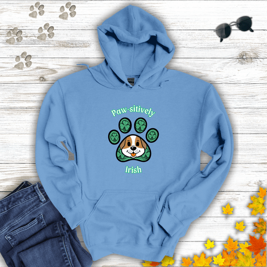 Paw-sitively Irish Hoodie Carolina Blue / S unisex graphic t-shirt