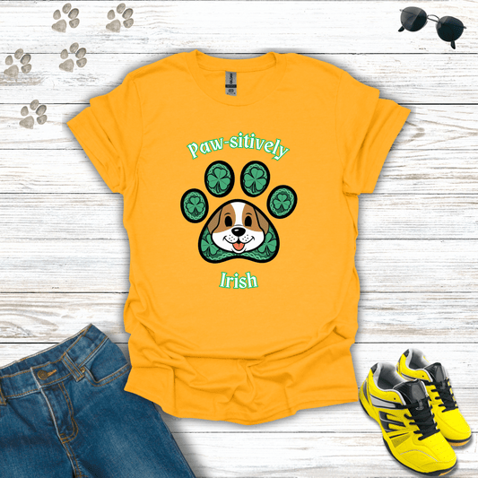 Paw-sitively Irish T-Shirt Gold / S unisex graphic t-shirt