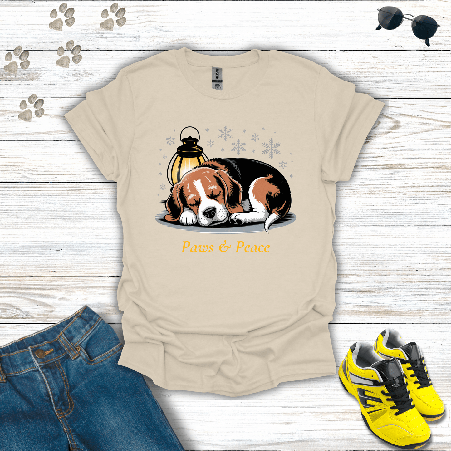 Paws & Peace Beagle T-Shirt Natural / S unisex graphic t-shirt