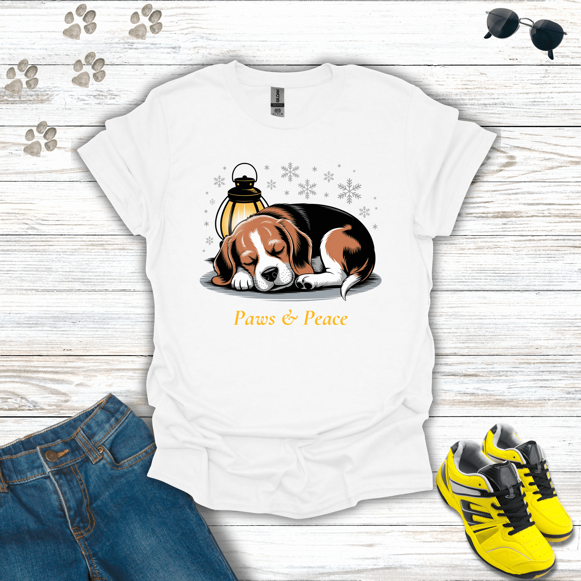 Paws & Peace Beagle T-Shirt White / S unisex graphic t-shirt