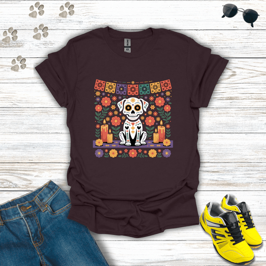 Pet Ofrenda Sugar Skull Dog T-Shirt Dark Chocolate / S unisex graphic t-shirt