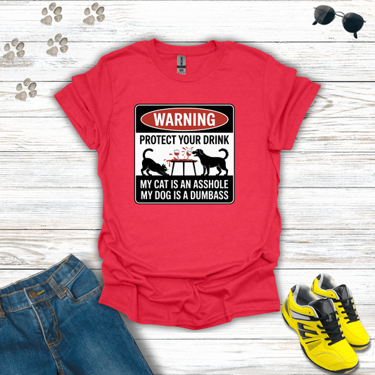 Pet Warning T-Shirt Heather Red / S unisex graphic t-shirt
