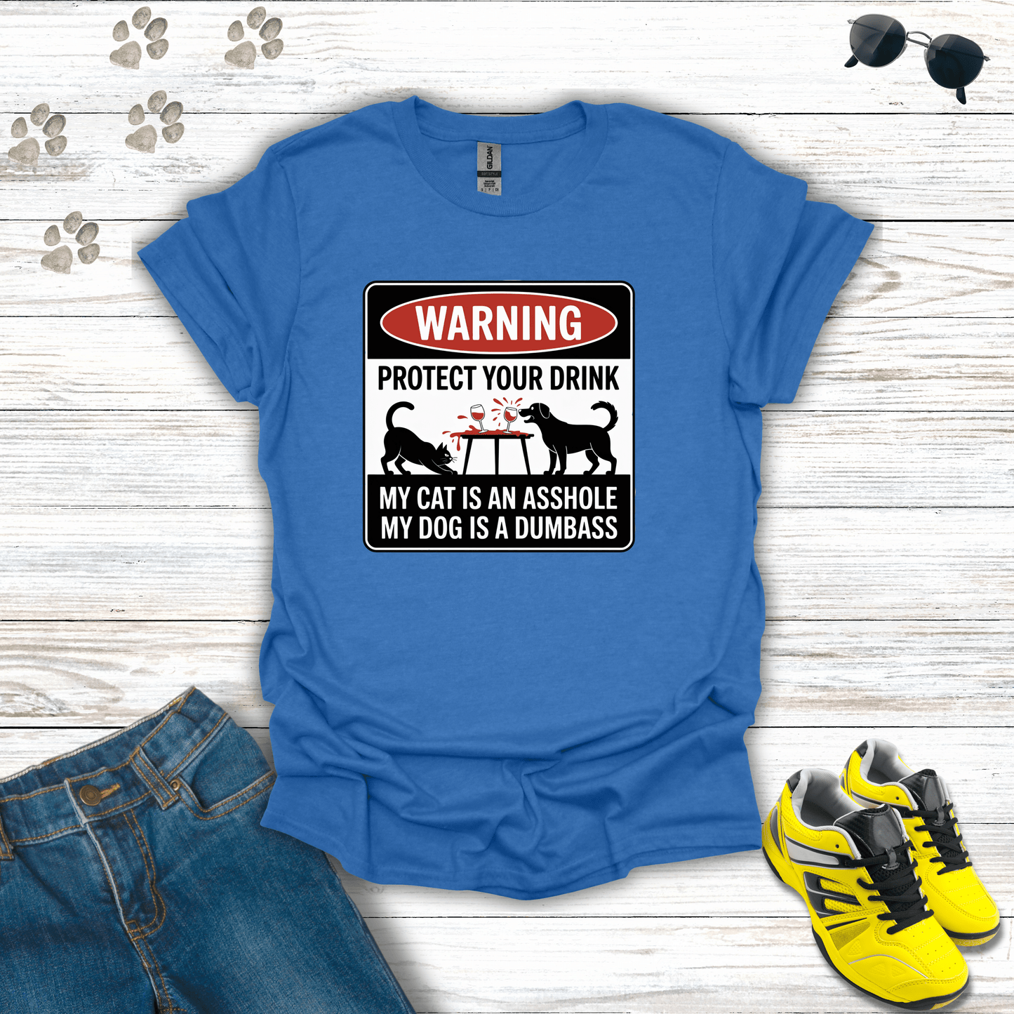 Pet Warning T-Shirt Heather Royal / S unisex graphic t-shirt