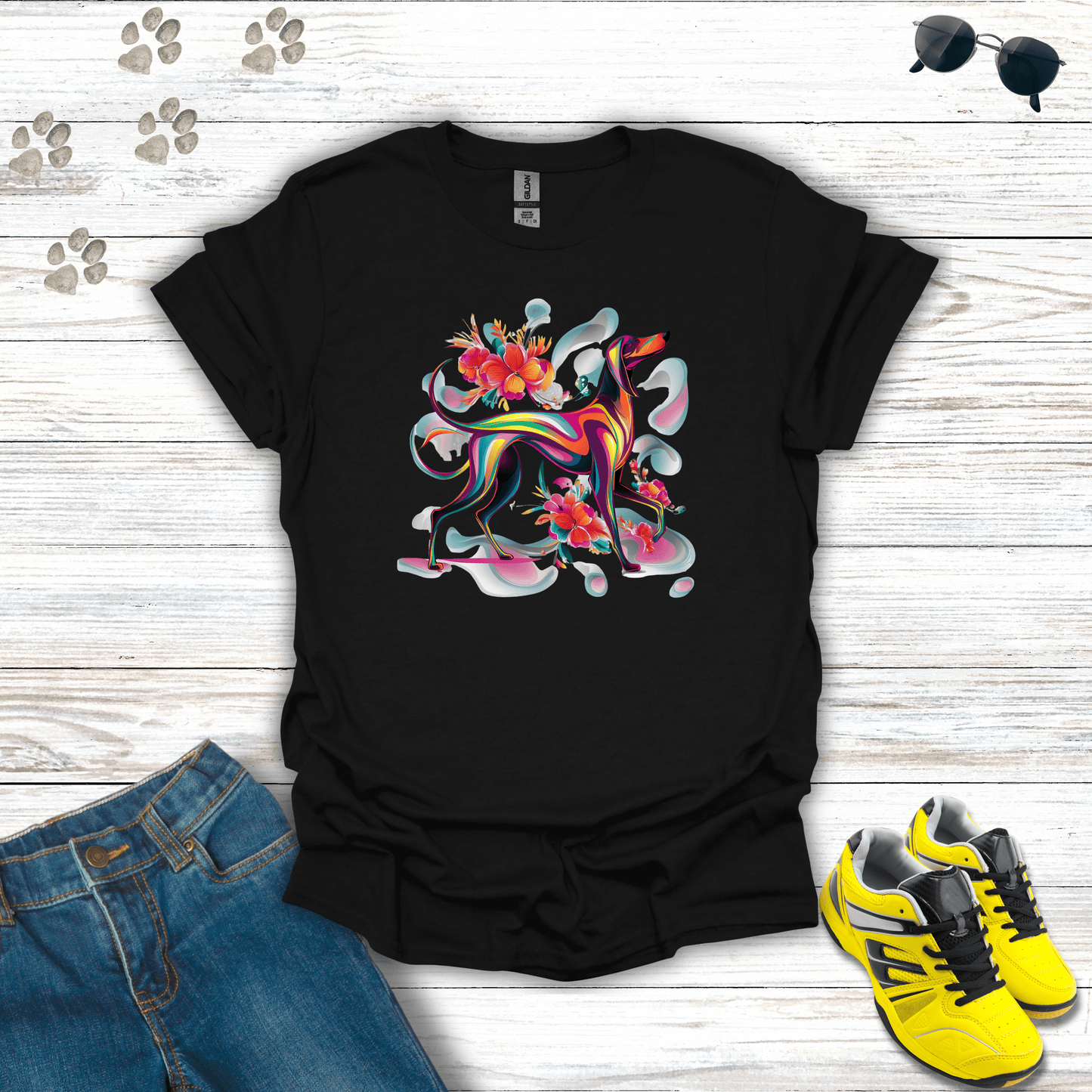 Psychedelic Pooch Paradise T-Shirt Black / S unisex graphic t-shirt
