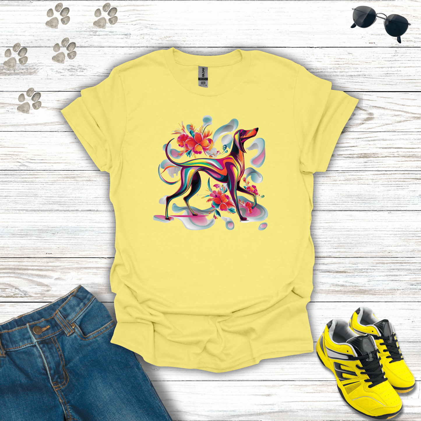 Psychedelic Pooch Paradise T-Shirt Cornsilk / S unisex graphic t-shirt