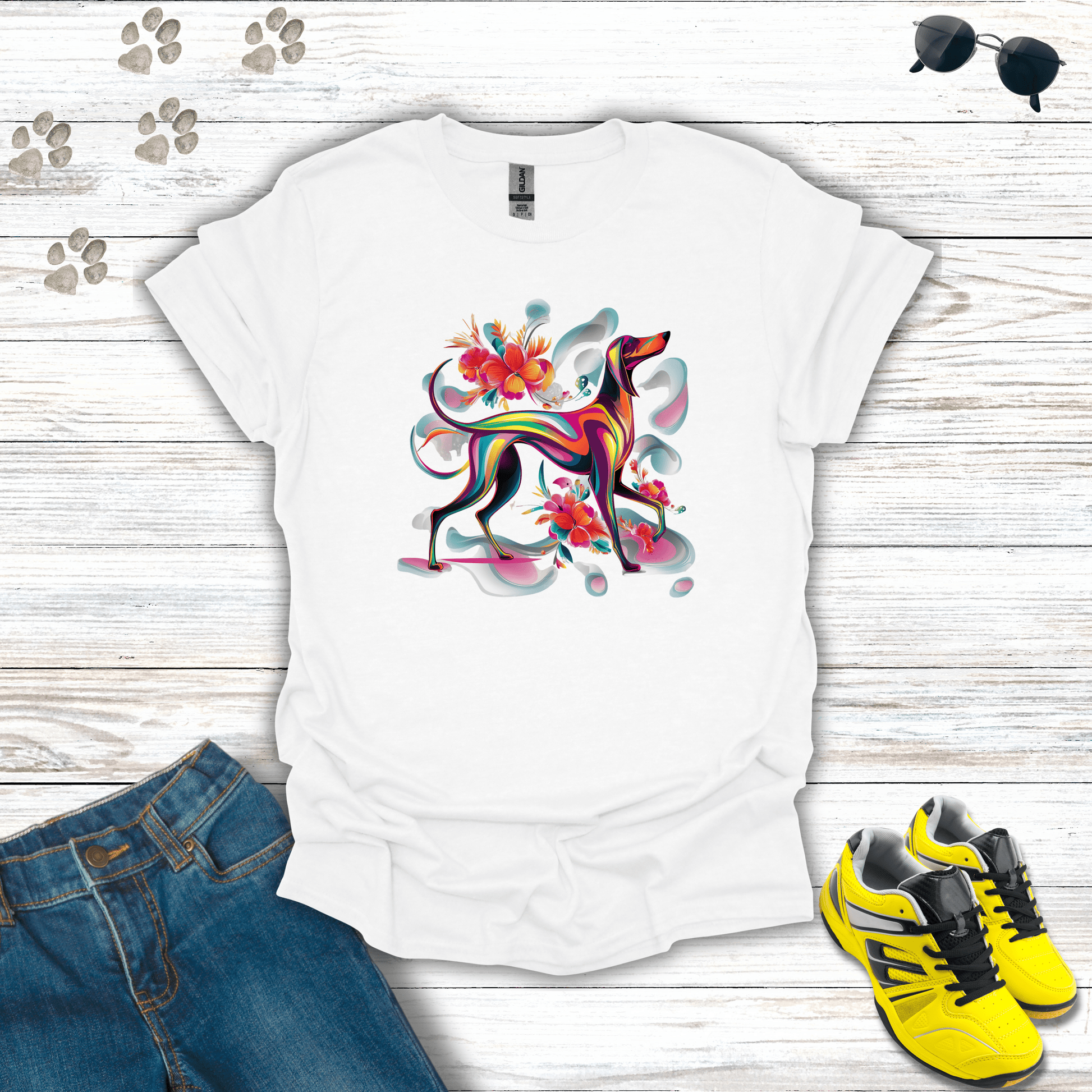 Psychedelic Pooch Paradise T-Shirt White / S unisex graphic t-shirt